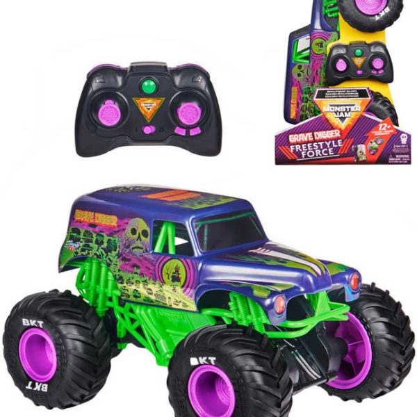SPIN MASTER RC Auto trikové Monster Grave Digger na vysílačku na baterie