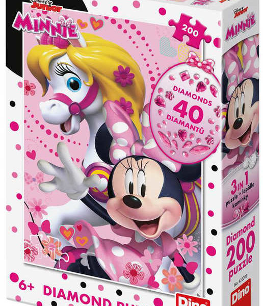 DINO Puzzle 200 dílků Disney Minnie Mouse 33x47cm skládačka s diamanty
