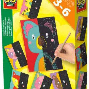 SES CREATIVE Nauč se vyškrabávat obrázky kreativní set 6 karet s rydlem