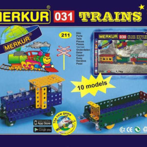 MERKUR M 031 Vláček Železniční modely 211 dílků *KOVOVÁ STAVEBNICE*