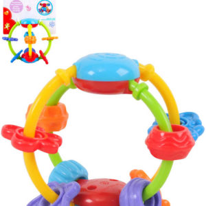 Baby chrastítko s korálky míček 10cm plast pro miminko