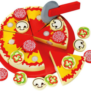BINO DŘEVO Pizza krájecí set s nožíkem na suchý zip 32 dílků
