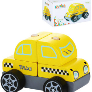 CUBIKA DŘEVO Baby autíčko Vůz taxi navlékací stavebnice set 5 dílků