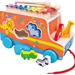 BINO DŘEVO Baby auto vkládačka s xylofonem 3v1 *DŘEVĚNÉ HRAČKY*