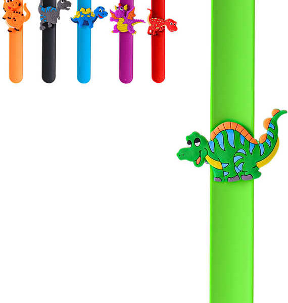 Náramek barevný svinovací s dinosaurem 22cm rolovací páska 6 druhů