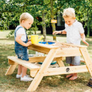 DŘEVO Stůl dětský piknikový s mini pískovištěm a vodní plochou 3v1