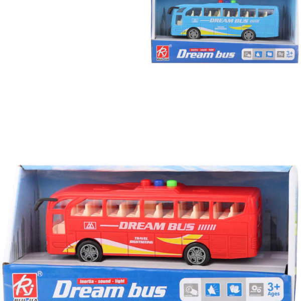 Autobus Dream Bus 17cm na baterie Světlo Zvuk 2 barvy v krabici