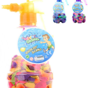 Pumpa plnič na vodní balonky set tlakovací láhev + vodní bomby 100ks 3 barvy