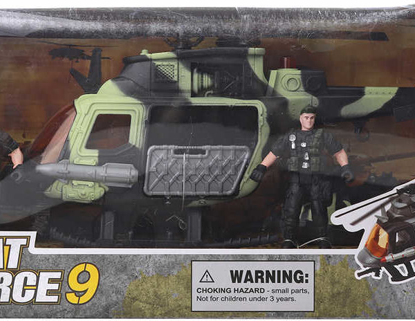 Helikoptéra vojenská herní army set se skútrem a 2 figurkami vojáků plast