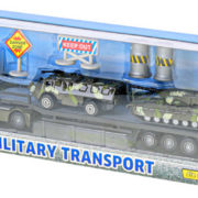 Auto transportér vojenský kovový 25cm set se 2 tanky a doplňky volný chod