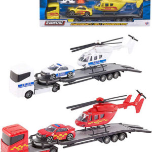 Teamsterz tahač kovový set s helikoptérou a osobním vozem 3 druhy v krabici