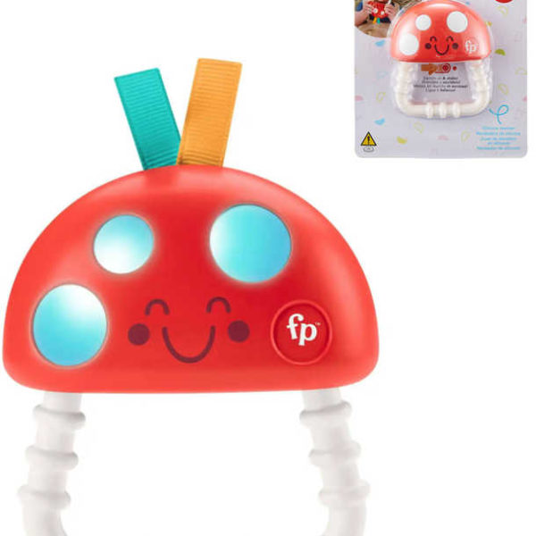 FISHER PRICE Baby kousátko chrastítko muchomůrka pro miminko na baterie Světlo