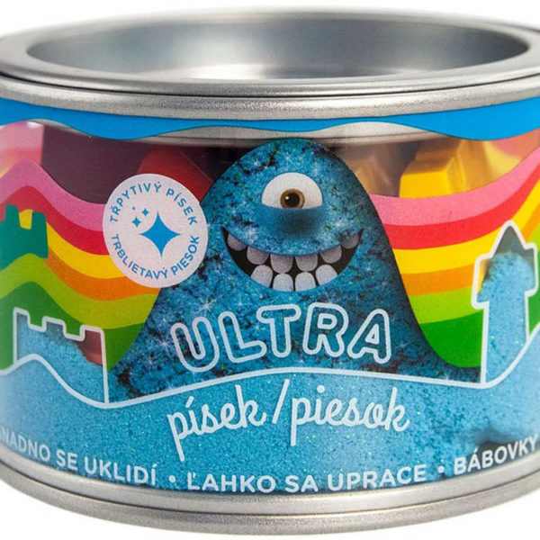 EP Line Ultra písek kinetický magický 200g modrý s glitry s formičkami v plechovce