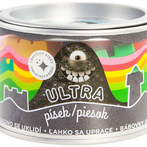 EP Line Ultra písek kinetický magický 200g černý s glitry s formičkami v plechovce