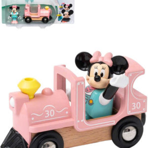 BRIO DŘEVO Set vláček lokomotiva + postavička Myška Minnie Mouse