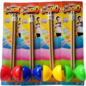 Hra Diabolo plastové barevné na žonglování 4 barvy na kartě