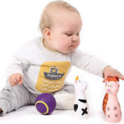 LUDI Baby bowling kuželky zvířátka set 5ks s koulí pro nejmenší