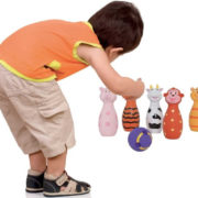 LUDI Baby bowling kuželky zvířátka set 5ks s koulí pro nejmenší