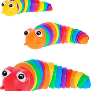 Fidget housenka duhová antistresová 18cm klik klak 3 barvy plast