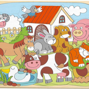WOODY DŘEVO Puzzle na desce Veselá domácí zvířátka skládačka