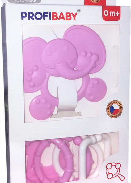 PROFIBABY Baby chrastítko slon s tvary pro miminko v krabici