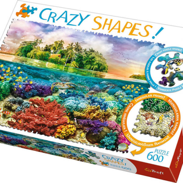 TREFL PUZZLE Crazy Shapes: Tropický ostrov 68x48cm 600 dílků skládačka