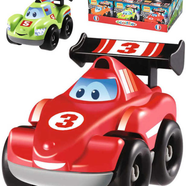 ECOIFFIER Abrick Baby auto závodní 10cm s obličejem v krabici 3 druhy