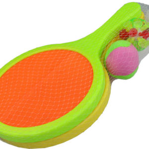 Set 2 rakety 36cm se 2 míčky 6cm na suchý zip na soft tenis plast v síťce