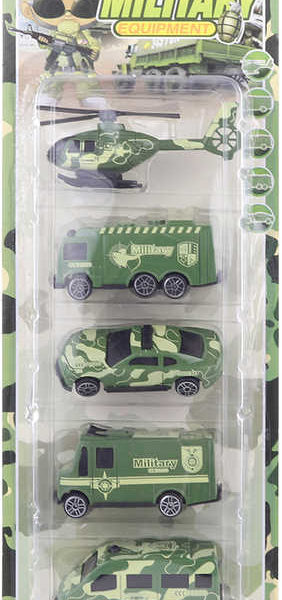 Vojenské army dopravní prostředky set 4 auta + helikoptéra 4-7cm plast