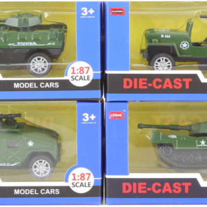 Auto army vojenské kovové 1:87 tank 4 druhy v krabici
