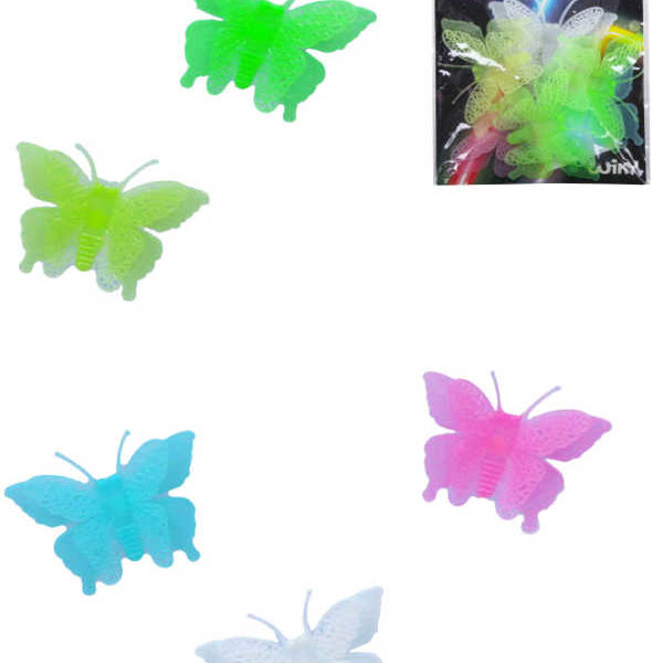 Motýl barevný svítící ve tmě nalepovací dekorace samolepky na zeď set 6ks