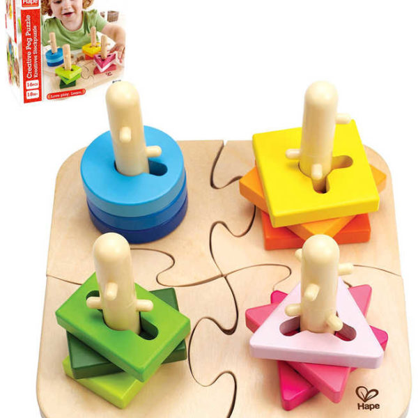 HAPE DŘEVO Baby puzzle kreativní navlékací na tyčce *DŘEVĚNÉ HRAČKY*