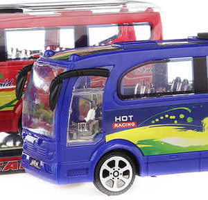 Autobus plastový zájezdový na setrvačník 25cm 2 barvy blister