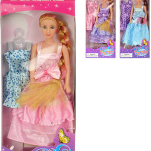 Módní fashion panenka 29cm set s náhradními šaty 3 druhy v krabici