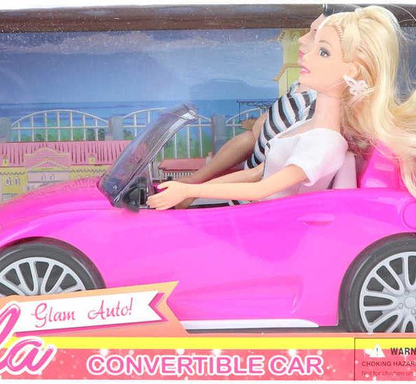Auto kabriolet pro panenky set s panenkou a panáčkem plast