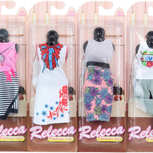 Šatičky náhradní fashion oblečení doplněk pro panenku 4 druhy