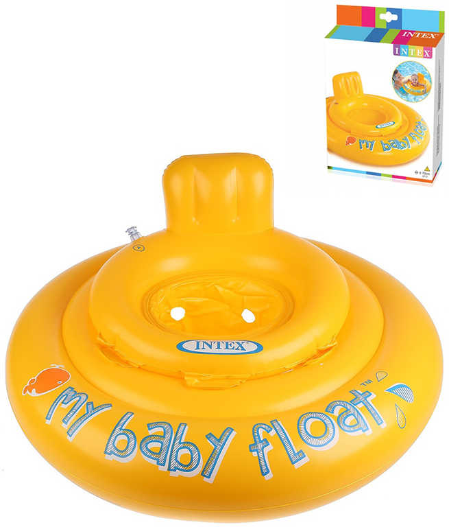 INTEX Baby float nafukovací kruh s otvory na nohy 70cm s křížem žlutý