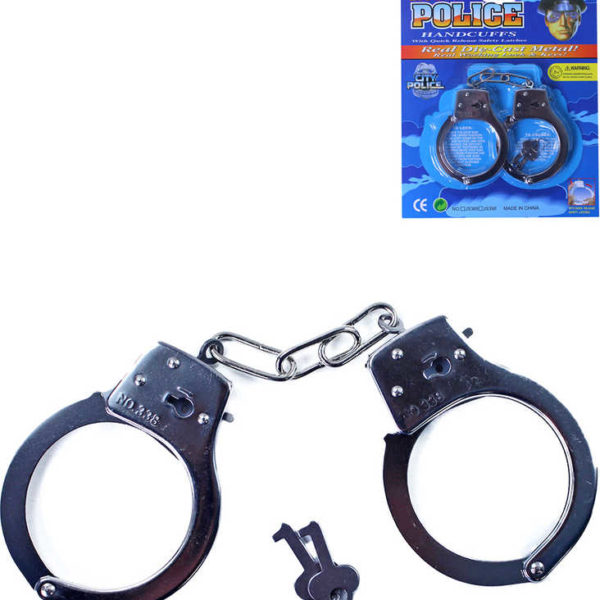 Policejní pouta dětská kovová set 1 pár se 2 klíčky na kartě