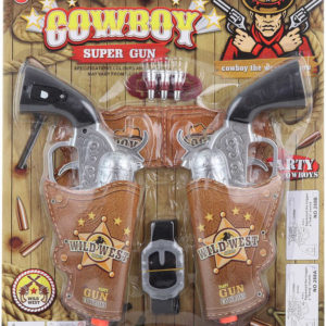 Sada dětská kovbojská western 2 pistole v pouzdře s doplňky na baterie Zvuk