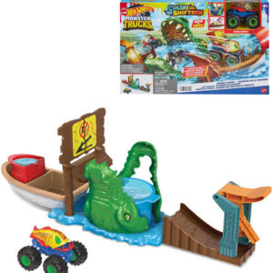 MATTEL HOT WHEELS Monster Trucks Color Shifters krokodýl set auto s akční dráhou