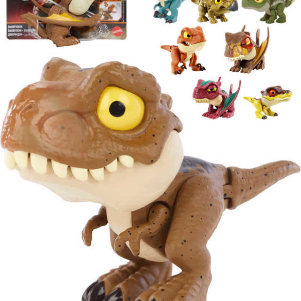 MATTEL JURASSIC WORLD Křídový kemp malý dinosaurus Snap Squad