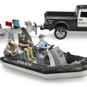 BRUDER 02507 Auto RAM Policie herní set s člunem a 2 figurkami
