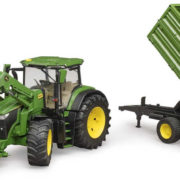 BRUDER 03155 Traktor John Deere 7R 350 set s čelním nakladačem a přívěsem