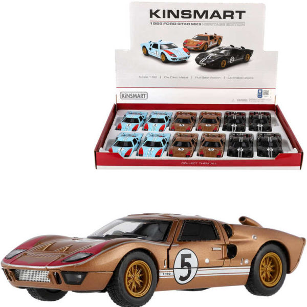 KINSMART Auto 1:32 Ford GT40 MKII Herit 1966 kov PB 13cm 3 barvy