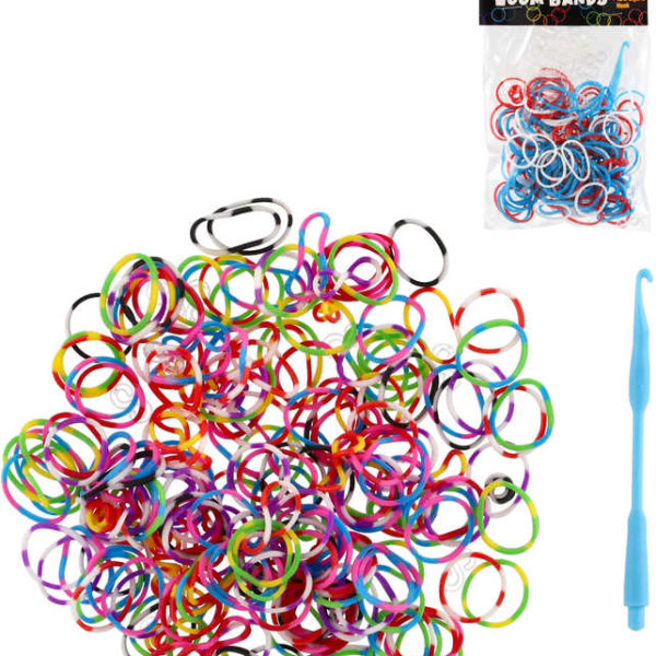 UDĚLEJ SI NÁRAMEK Gumičky LOOM BANDS 200ks set s doplňky mix barev