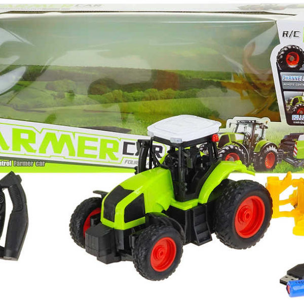 RC Traktor s lištou na vysílačku 27MHz 1:16 na baterie USB Světlo Zvuk