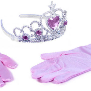 KARNEVAL Princezna set růžové rukavice + korunka *KARNEVALOVÝ DOPLNĚK*