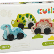 CUBIKA DŘEVO Baby veselí dinosauři zvířátko na kolečkách set 3ks