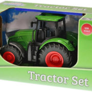 Traktor zelený 28cm set se sklápěčkou volný chod plast v krabici