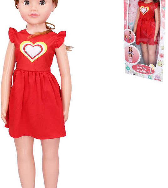 Panenka velká chodící 70cm chodička červené šaty v krabici